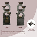57-Inch Tall Outdoor Water Fountain with Planter, 6-Tier Cascade and LED Lights