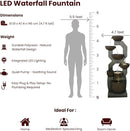 57-Inch Tall Outdoor Water Fountain with Planter, 6-Tier Cascade and LED Lights