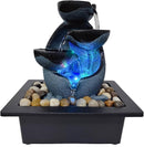 Tabletop Water Fountain with 7-Color LED Lights for Home Decor