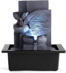 Indoor Tabletop Waterfall Fountain with LED Light for Home and Office