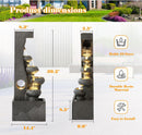 39-Inch 5-Tier Cascading Outdoor Water Fountain with 5 LED Lights, Brick Gray