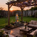47-Inch Modern Cascading Outdoor Water Fountain with LED Lights, Gray Finish