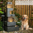 47-Inch Modern Cascading Outdoor Water Fountain with LED Lights, Gray Finish