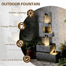 47-Inch Modern Cascading Outdoor Water Fountain with LED Lights, Gray Finish