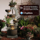 57-Inch Tall Outdoor Water Fountain with Planter, 6-Tier Cascade and LED Lights