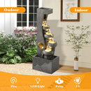 39-Inch 5-Tier Cascading Outdoor Water Fountain with 5 LED Lights, Brick Gray