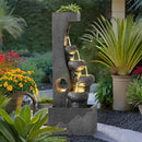 39-Inch 5-Tier Cascading Outdoor Water Fountain with 5 LED Lights, Brick Gray