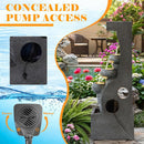 39-Inch 5-Tier Cascading Outdoor Water Fountain with 5 LED Lights, Brick Gray