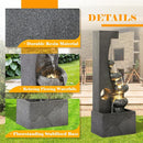 39-Inch 5-Tier Cascading Outdoor Water Fountain with 5 LED Lights, Brick Gray